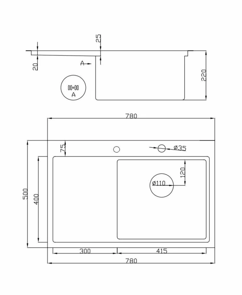 Hoffger Мойка для кухни 7850R Black правая чаша – фотография-4